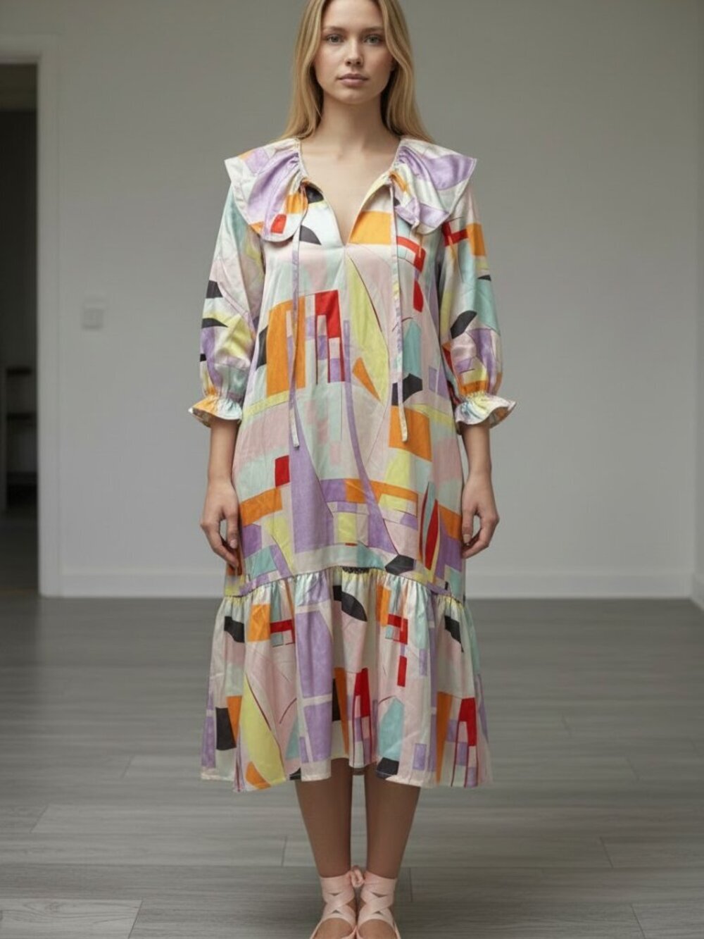 JiLL Gloria Agatha designer piece silky dress NWT